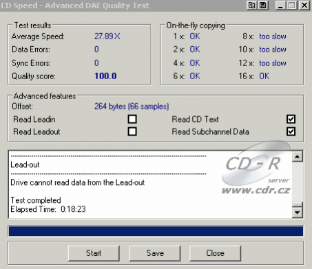 CDspeed Advanced DAE speed test