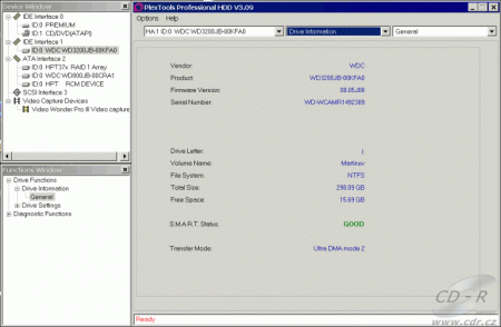 PlexTools Professional HDD Drive information