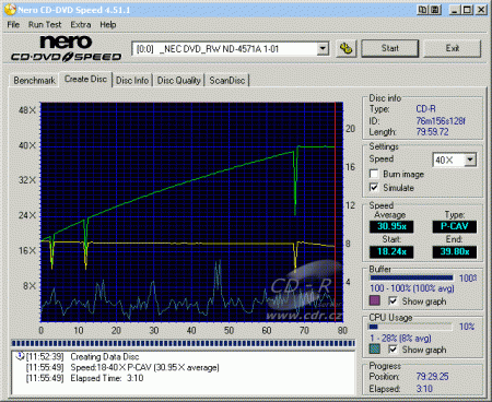 NEC ND-4571A - CDspeed zápis CD-R