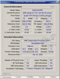 CBId - informace o procesoru Sempron 3000+ pro socket 754