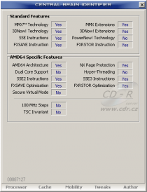 CBId - informace o vlastnostech procesoru Sempron 3000+ pro sock