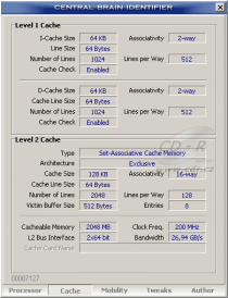 CBId - informace o cache procesoru Sempron 3000+ pro socket 754