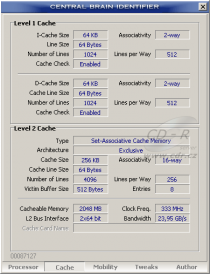 CBId - informace o cache procesoru Sempron 3000+ pro socket AM2