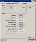 CPU-Z - informace o pamětech DDR-266 se Sempronem 3000+ v socket