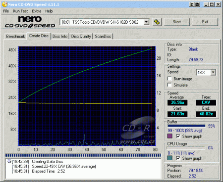 Samsung SH-S182D - CDspeed zápis CD-R