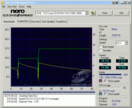 Samsung SH-S182D - CDspeed zápis CD-RW