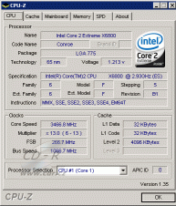 CPU-Z - Core2 Extreme X6800 @3,46 GHz