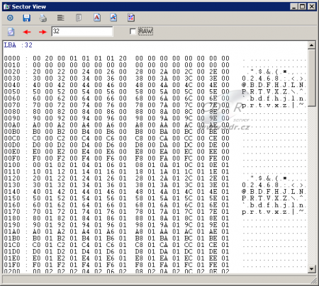 Obsah 32. sektoru nechtěně vypáleného BD-R