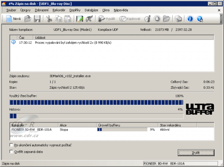 Nepřiměřeně pomalý zápis v Nero - Burning ROM 7.2.3.2