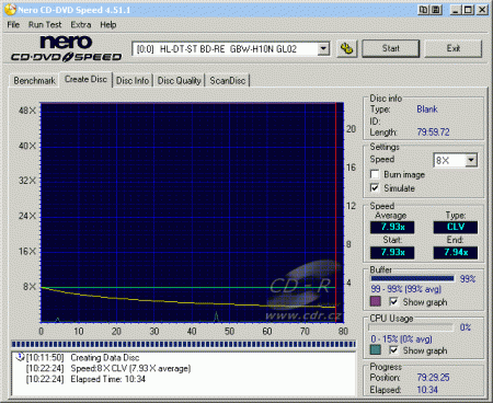 LG GBW-H10N - CDspeed zápis CD-R