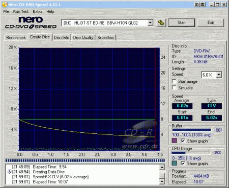 LG GBW-H10N - CDspeed zápis DVD-RW