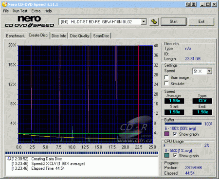 LG GBW-H10N - CDspeed zápis BD-RE