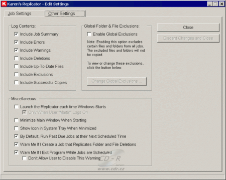 Karen's Replicator - job setting