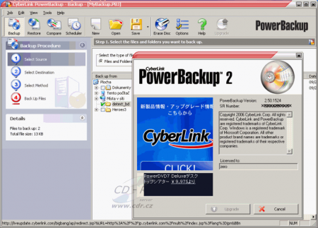 Sony BWU-100A - software CyberLink PowerBackup
