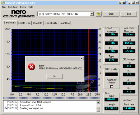Sony BWU-100A - CDspeed čtení BD-RE