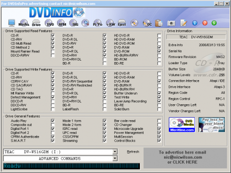 Teac DV-W516GDM - DVDinfo Pro