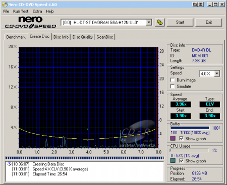 LG GSA-H12N - CDspeed zápis DVD+R DL 2,4×@4×