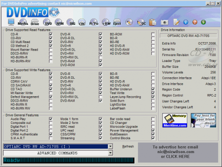 OptiArc AD-7170S - DVDinfo Pro