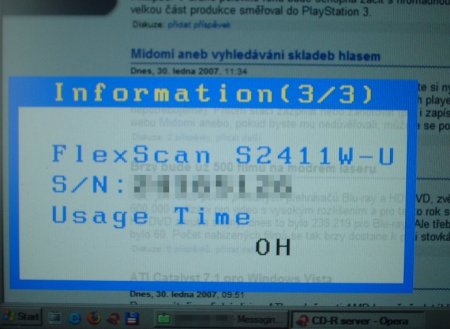  EIZO FlexScan S2411W , ukázka menu