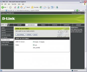 D-Link DNS-323, UPnP server