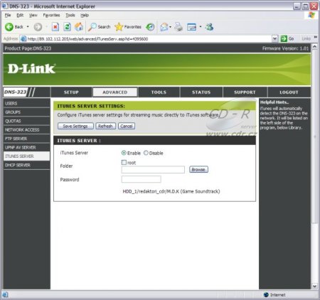 D-Link DNS-323, iTunes server
