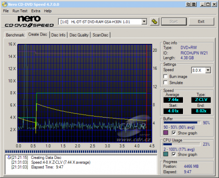 LG GSA-H30N - CDspeed zápis DVD+RW