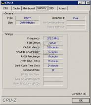 CPU-Z: Paměťový řadič Athlonu 64 X2 5000+ či 5200+ na 2,6 GHz