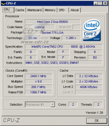 CPU-Z: Core 2 Duo E6600