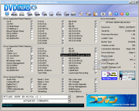 Optiarc BD-M100A - DVDinfo Pro