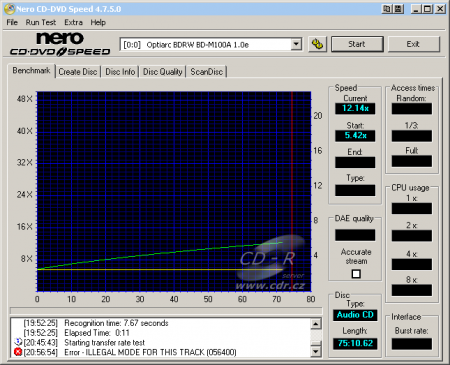 Optiarc BD-M100A - CDspeed čtení CD-DA s Key2Audio