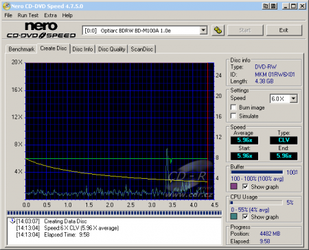 Optiarc BD-M100A - CDspeed zápis DVD-RW 2