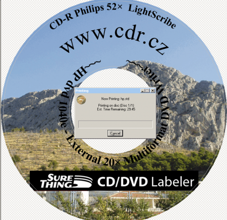 HP dvd-1040e - LightScribe tisk na CD-R Philips