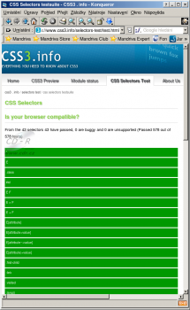 CSS Selectors test: Konqueror v Mandrivě 2007.1