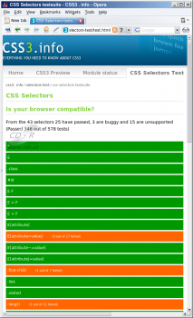 CSS Selectors test: Opera 9.21