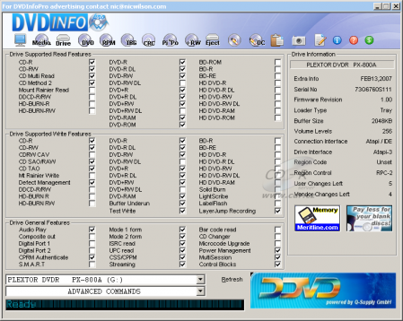 Plextor PX-800A - DVDinfo Pro