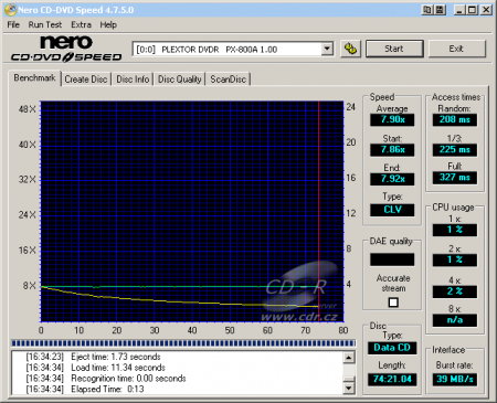 Plextor PX-800A - CDspeed čtení CD-ROM silent