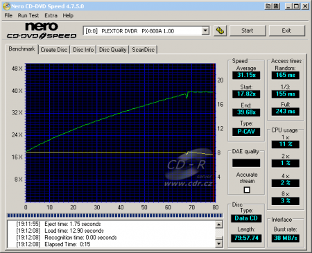 Plextor PX-800A - CDspeed čtení CD-RW