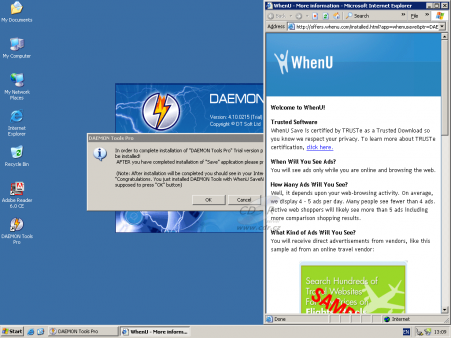 Daemon Tools Pro - adware WhenU Save nainstalován