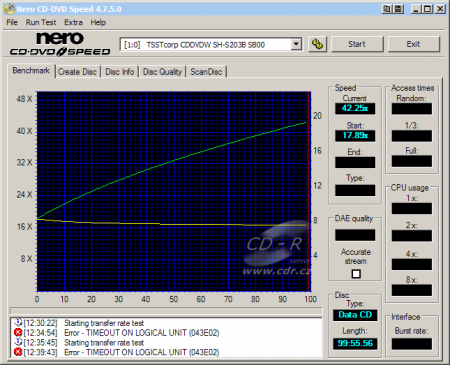 Samsung SH-S203B - CDspeed čtení CD-R 99 min.