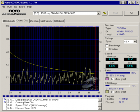 Samsung SH-S203B - CDspeed zápis DVD-RW