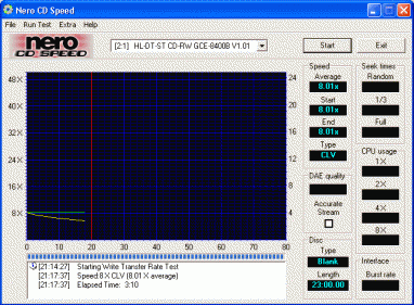 LG GCE-8400B CDspeed zápis CD-R 24min