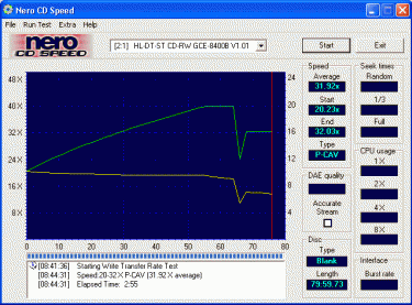 LG GCE-8400B CDspeed zápis CD-R 24× TDK