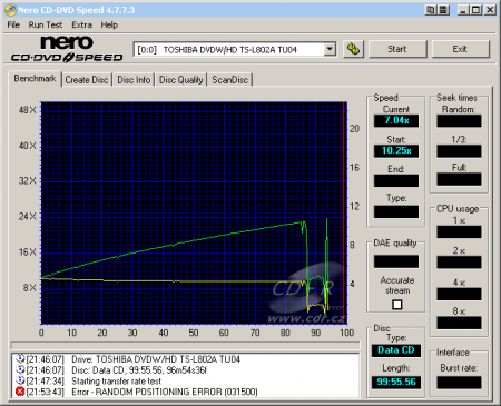 Toshiba TS-L802A - CDspeed čtení CD-R 99 min.