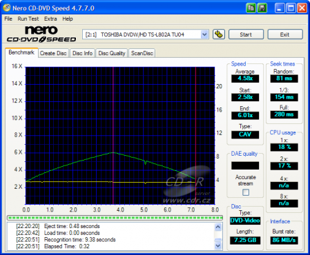 Toshiba TS-L802A - CDspeed čtení DVD video DL