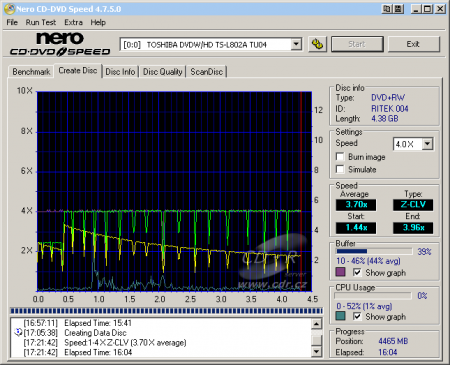 Toshiba TS-L802A - CDspeed zápis DVD+RW