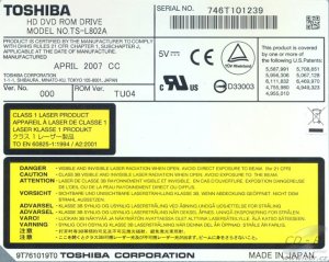 Toshiba TS-L802A - výrobní štítek