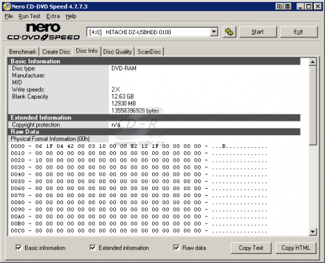 Nero CD-DVD Speed - informace o disku - HDD
