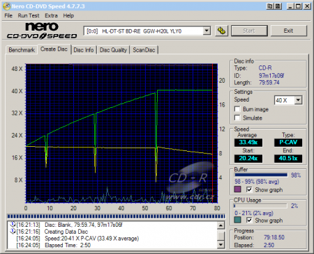 LG GGW-H20L - CDspeed zápis CD-R