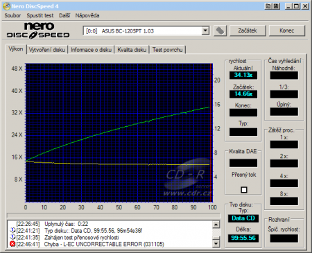 Asus BC-1205PT - CDspeed čtení CD-R 99 min.