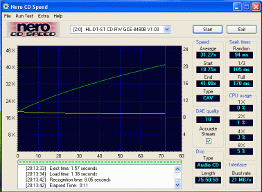 LG GCE-8480B CDspeed audio CD-R